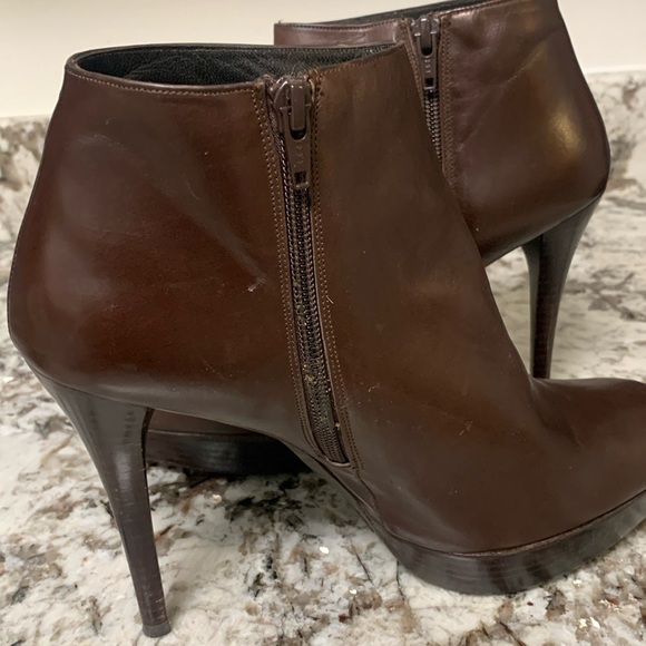 Stuart Weiztman Brown “Gran” Leather Ankle Booties - Picture 7 of 16